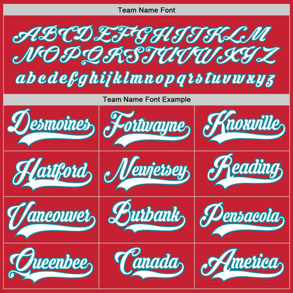 Custom Red White-Teal Hockey Jersey - Sky-Custom