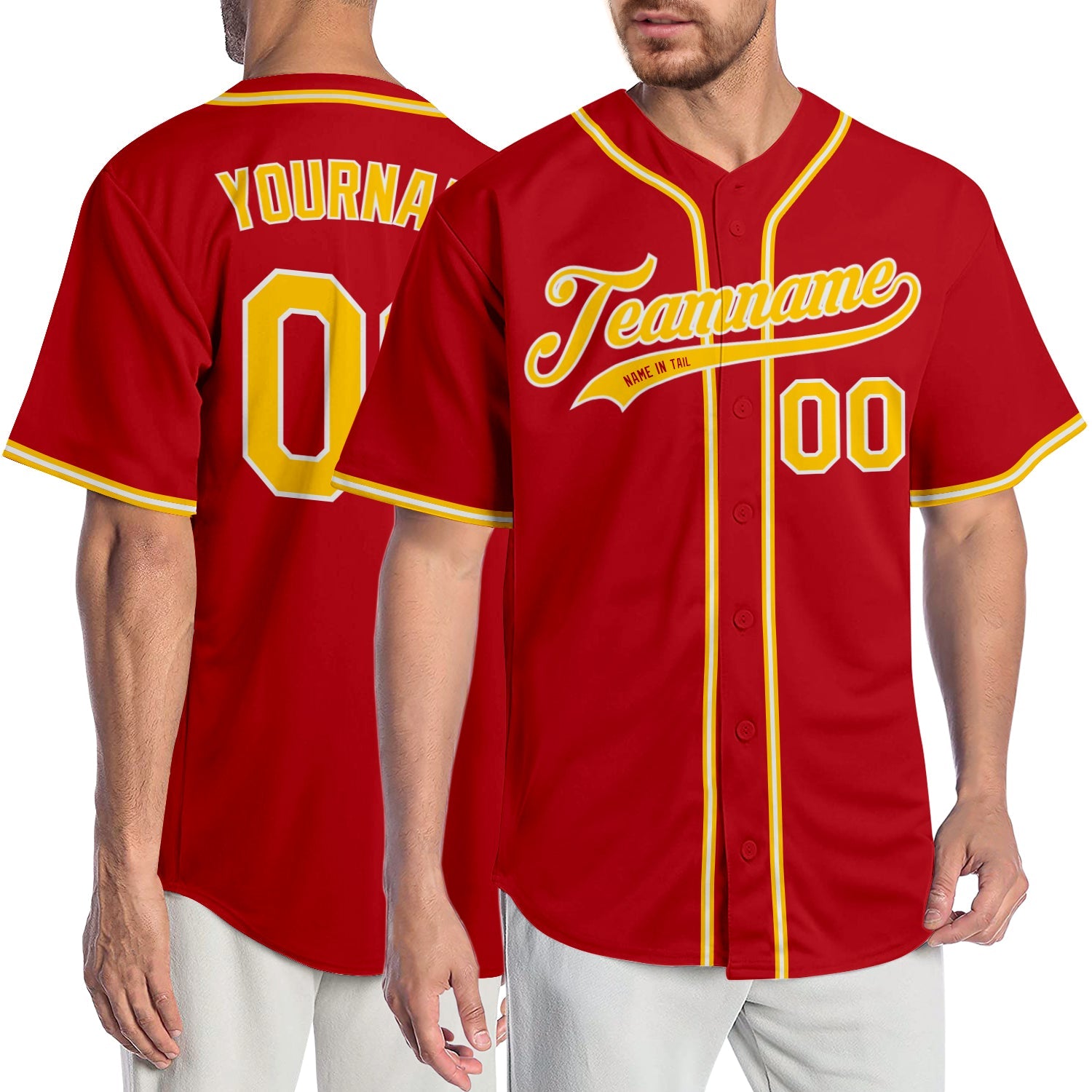 Custom Red Gold-White Authentic Baseball Jersey - Sky-Custom
