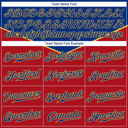 Custom Red Royal-Gold 3D Pattern Design Multicolor Authentic Baseball Jersey - Sky-Custom