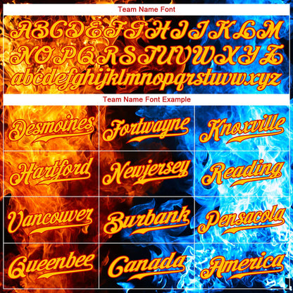 Custom Red Gold 3D Pattern Design Flame Authentic Baseball Jersey - Sky-Custom