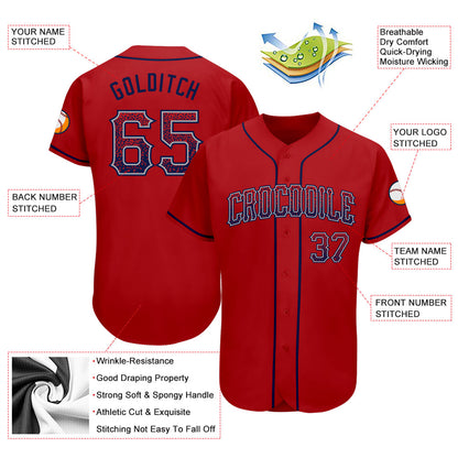 Custom Red Navy-Gray Authentic Drift Fashion Baseball Jersey - Sky-Custom