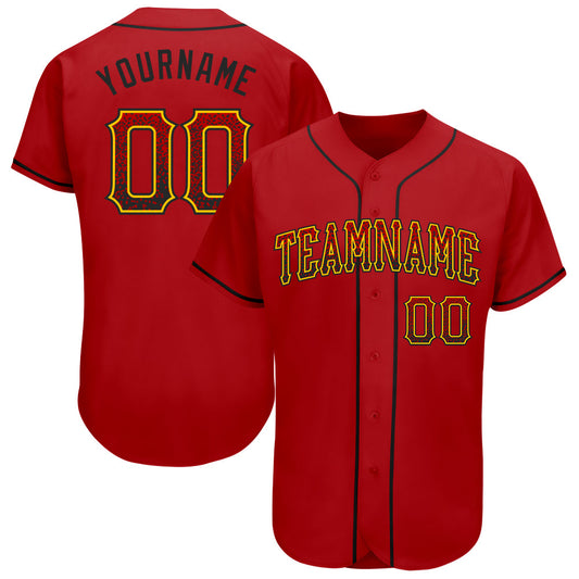 Custom Red Black-Gold Authentic Drift Fashion Baseball Jersey - Sky-Custom