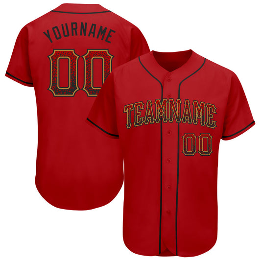 Custom Red Black-Old Gold Authentic Drift Fashion Baseball Jersey - Sky-Custom