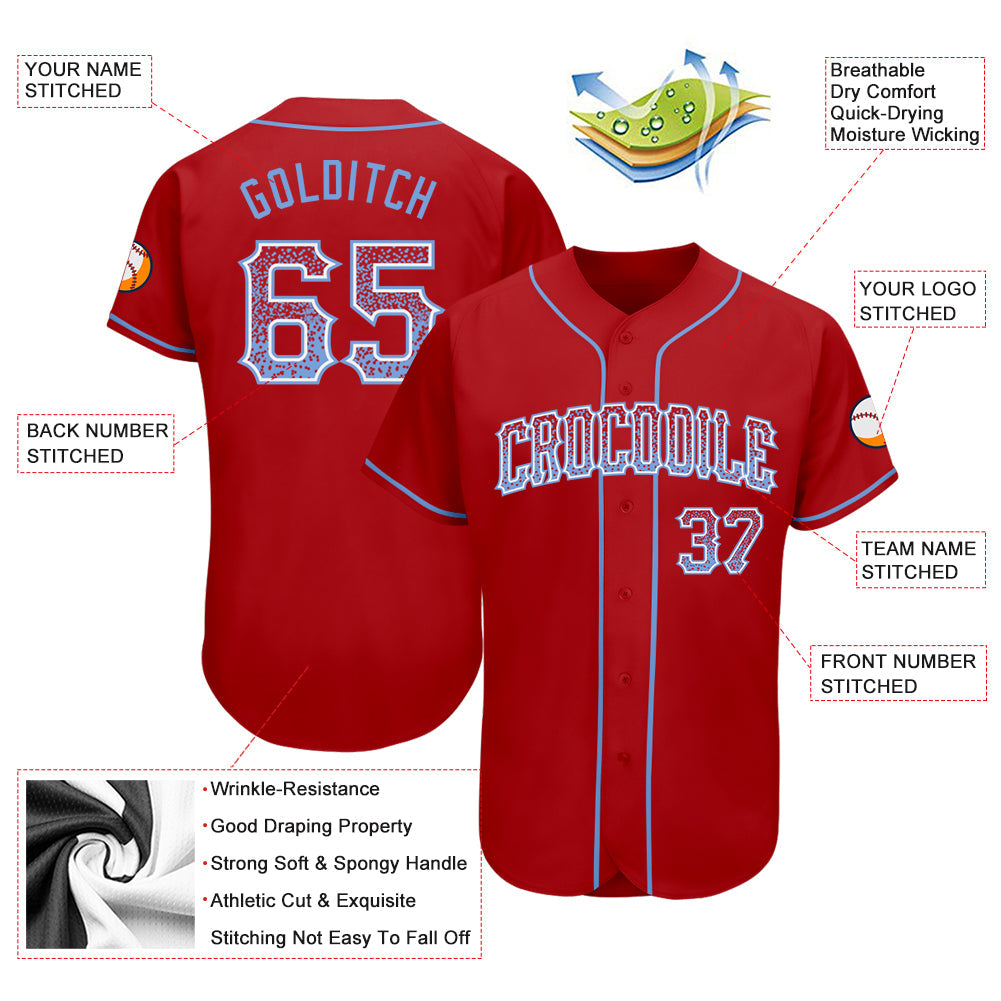 Custom Red Light Blue-White Authentic Drift Fashion Baseball Jersey - Sky-Custom