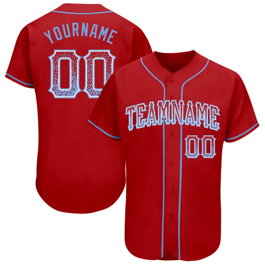 Custom Red Light Blue-White Authentic Drift Fashion Baseball Jersey - Sky-Custom