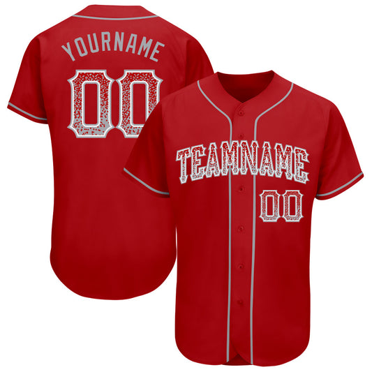 Custom Red Gray-White Authentic Drift Fashion Baseball Jersey - Sky-Custom