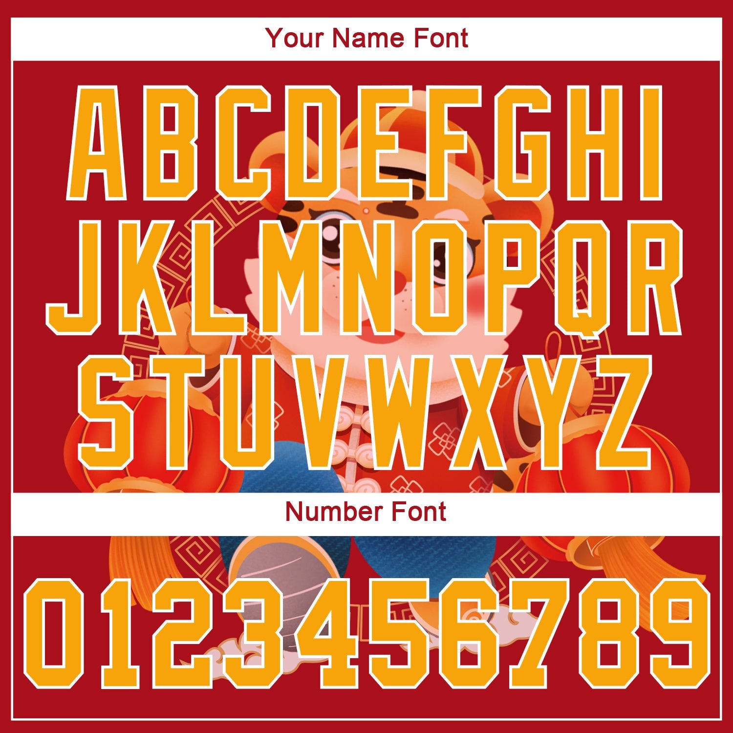 Custom Red Gold-White 3D Pattern Design Cute Tiger Authentic Baseball Jersey - Sky-Custom