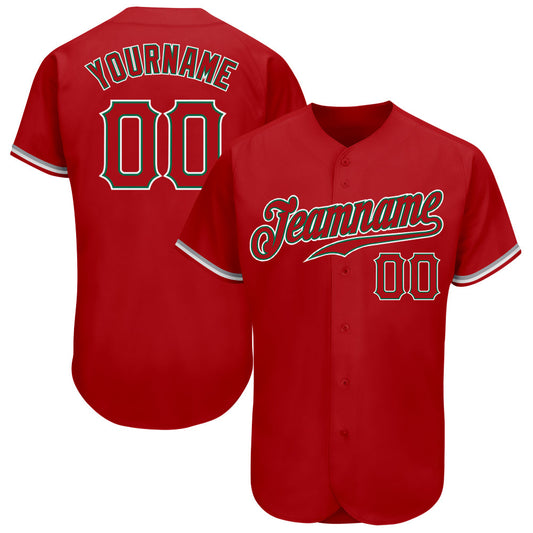 Custom Red Red-Kelly Green Authentic Baseball Jersey - Sky-Custom