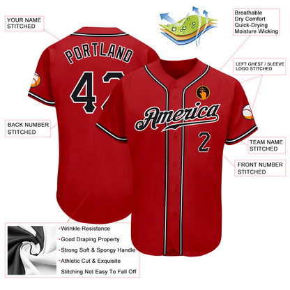 Custom Red Black-White Authentic Baseball Jersey - Sky-Custom