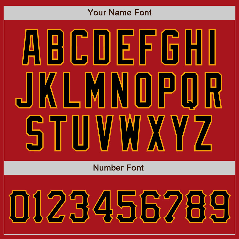 Custom Red Black-Gold Authentic Baseball Jersey - Sky-Custom