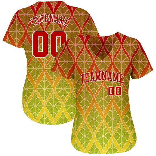 Custom Red Red-White 3D Pattern Design Authentic Baseball Jersey - Sky-Custom