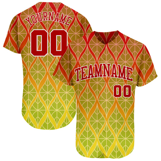 Custom Red Red-White 3D Pattern Design Authentic Baseball Jersey - Sky-Custom