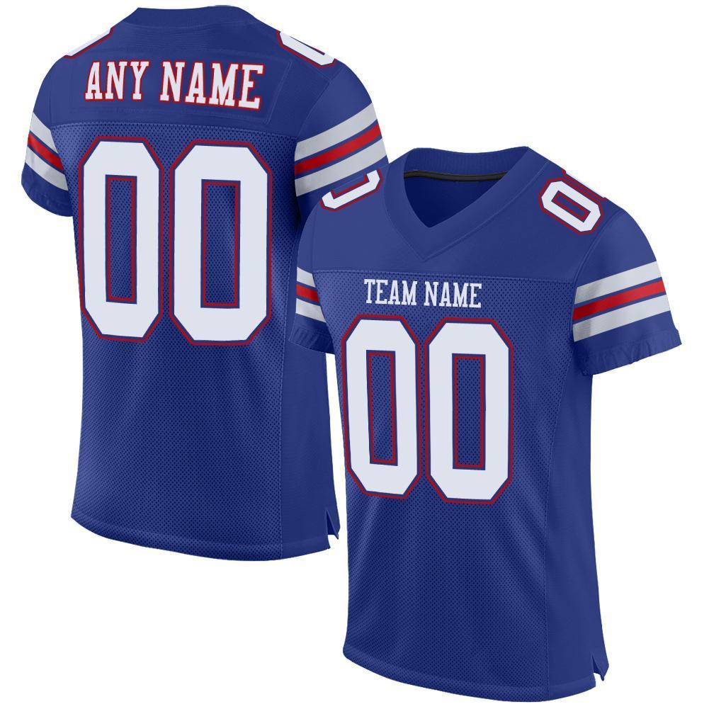 Custom Royal White-Red Mesh Authentic Football Jersey - Sky-Custom