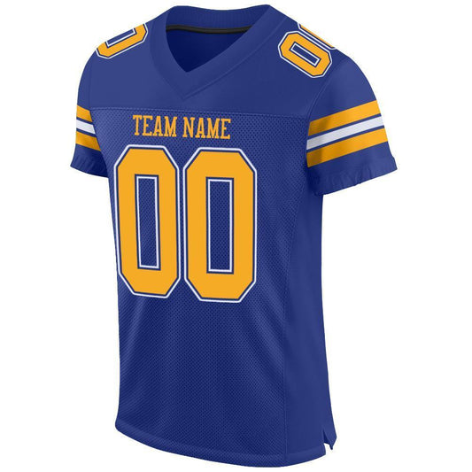 Custom Royal Gold-White Mesh Authentic Football Jersey - Sky-Custom