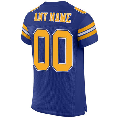 Custom Royal Gold-White Mesh Authentic Football Jersey - Sky-Custom
