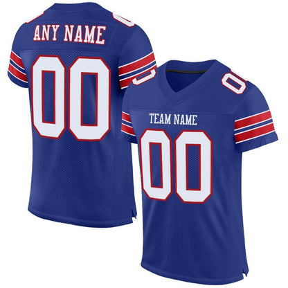 Custom Royal White-Red Mesh Authentic Football Jersey - Sky-Custom