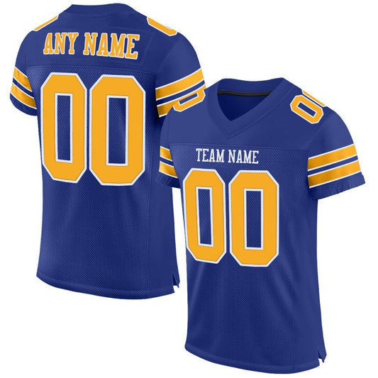 Custom Royal Gold-White Mesh Authentic Football Jersey - Sky-Custom