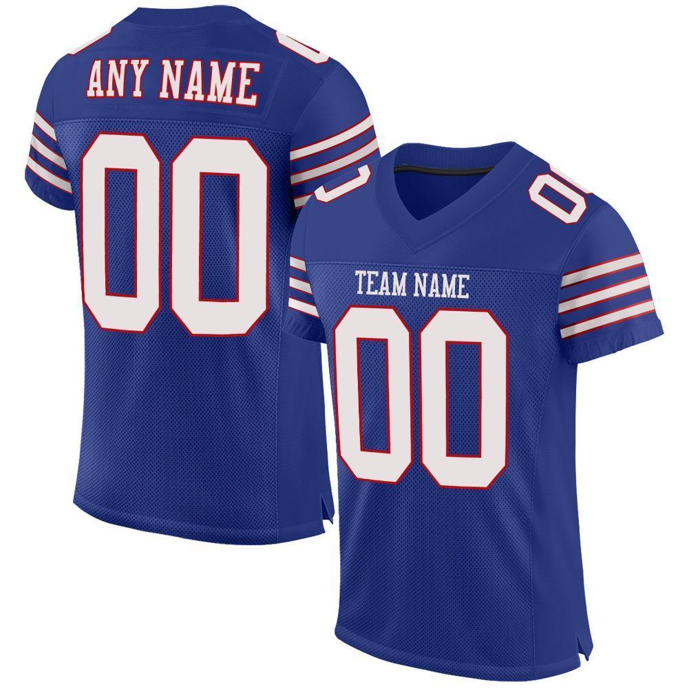 Custom Royal White-Red Mesh Authentic Football Jersey - Sky-Custom