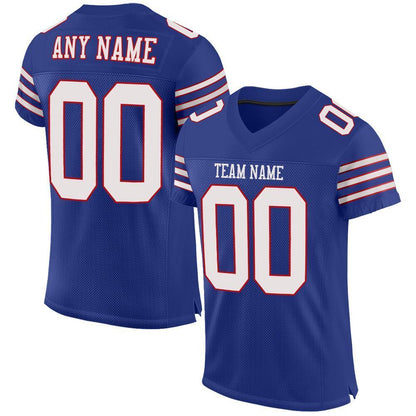 Custom Royal White-Red Mesh Authentic Football Jersey - Sky-Custom