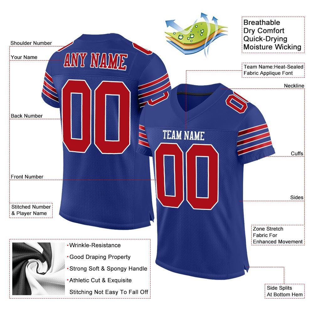 Custom Royal Red-White Mesh Authentic Football Jersey - Sky-Custom