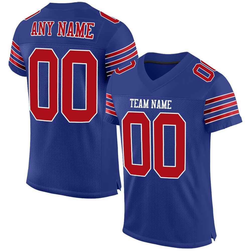 Custom Royal Red-White Mesh Authentic Football Jersey - Sky-Custom