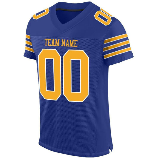 Custom Royal Gold-White Mesh Authentic Football Jersey - Sky-Custom