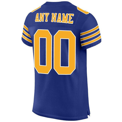 Custom Royal Gold-White Mesh Authentic Football Jersey - Sky-Custom