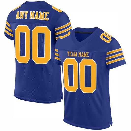 Custom Royal Gold-White Mesh Authentic Football Jersey - Sky-Custom