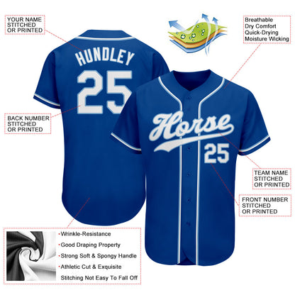 Custom Royal White-Light Blue Authentic Baseball Jersey - Sky-Custom