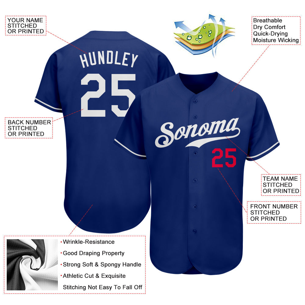 Custom Royal White-Red Authentic Baseball Jersey - Sky-Custom