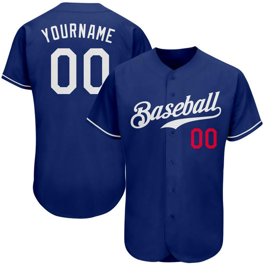 Custom Royal White-Red Authentic Baseball Jersey - Sky-Custom
