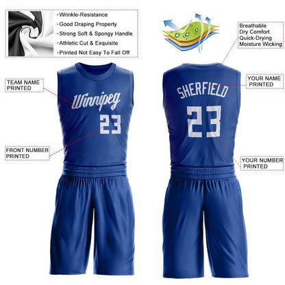 Custom Royal White Round Neck Suit Basketball Jersey - Sky-Custom