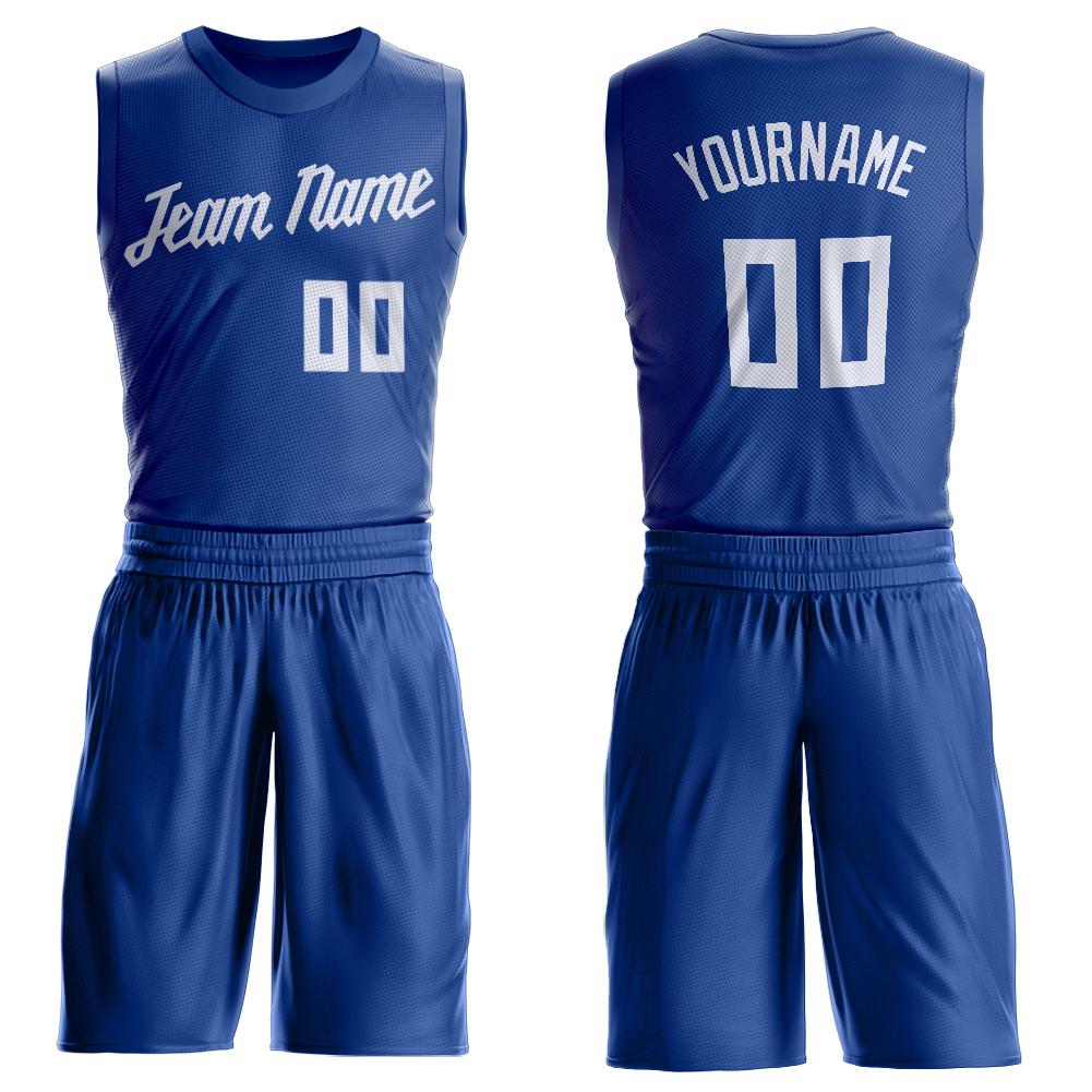 Custom Royal White Round Neck Suit Basketball Jersey - Sky-Custom