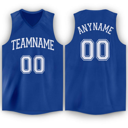 Custom Royal White V-Neck Basketball Jersey - Sky-Custom