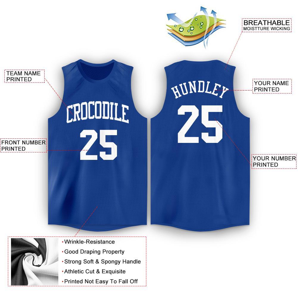 Custom Royal White Round Neck Basketball Jersey - Sky-Custom