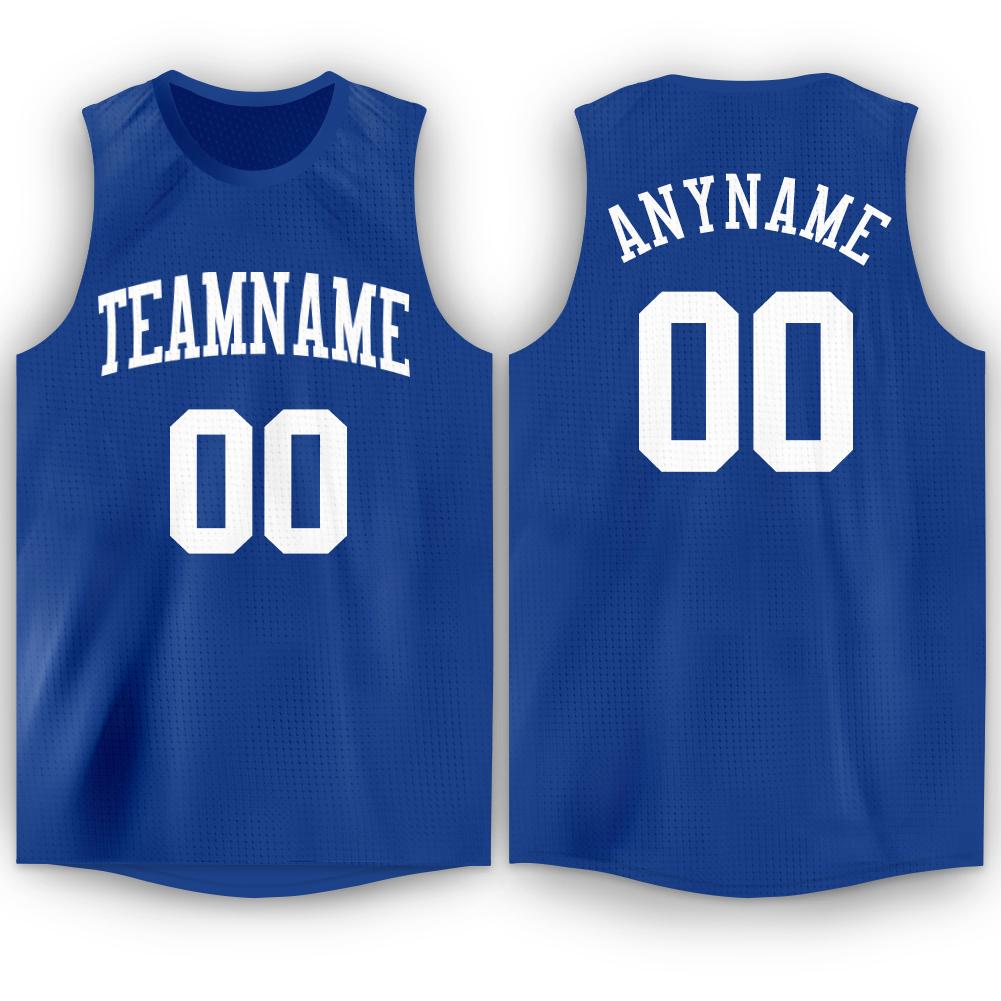 Custom Royal White Round Neck Basketball Jersey - Sky-Custom