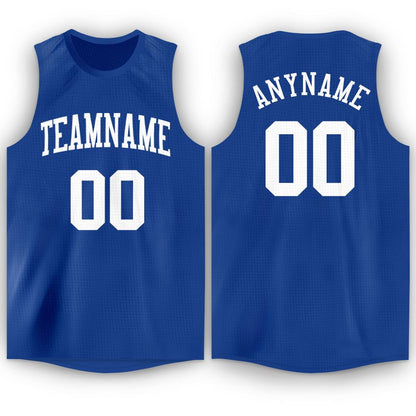 Custom Royal White Round Neck Basketball Jersey - Sky-Custom
