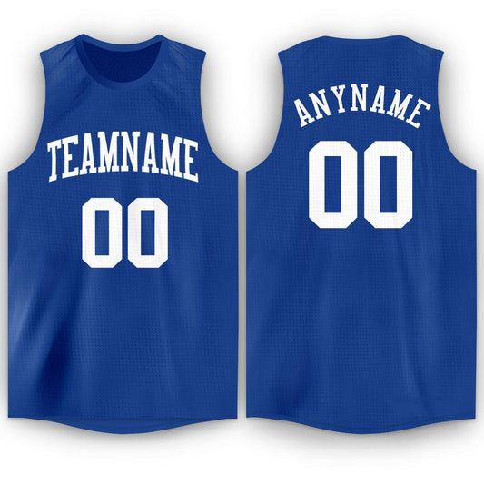 Custom Royal White Round Neck Basketball Jersey - Sky-Custom