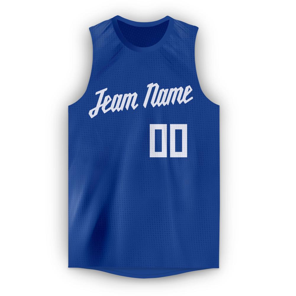 Custom Royal White Round Neck Basketball Jersey - Sky-Custom