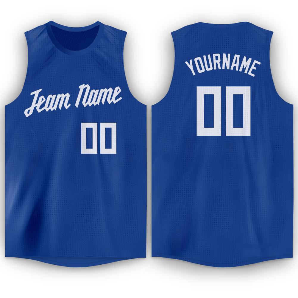 Custom Royal White Round Neck Basketball Jersey - Sky-Custom