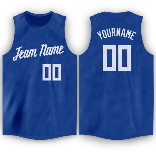Custom Royal White Round Neck Basketball Jersey - Sky-Custom