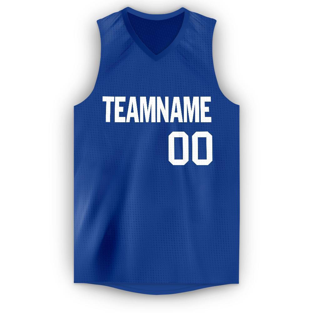 Custom Royal White V-Neck Basketball Jersey - Sky-Custom