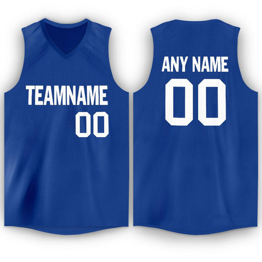 Custom Royal White V-Neck Basketball Jersey - Sky-Custom