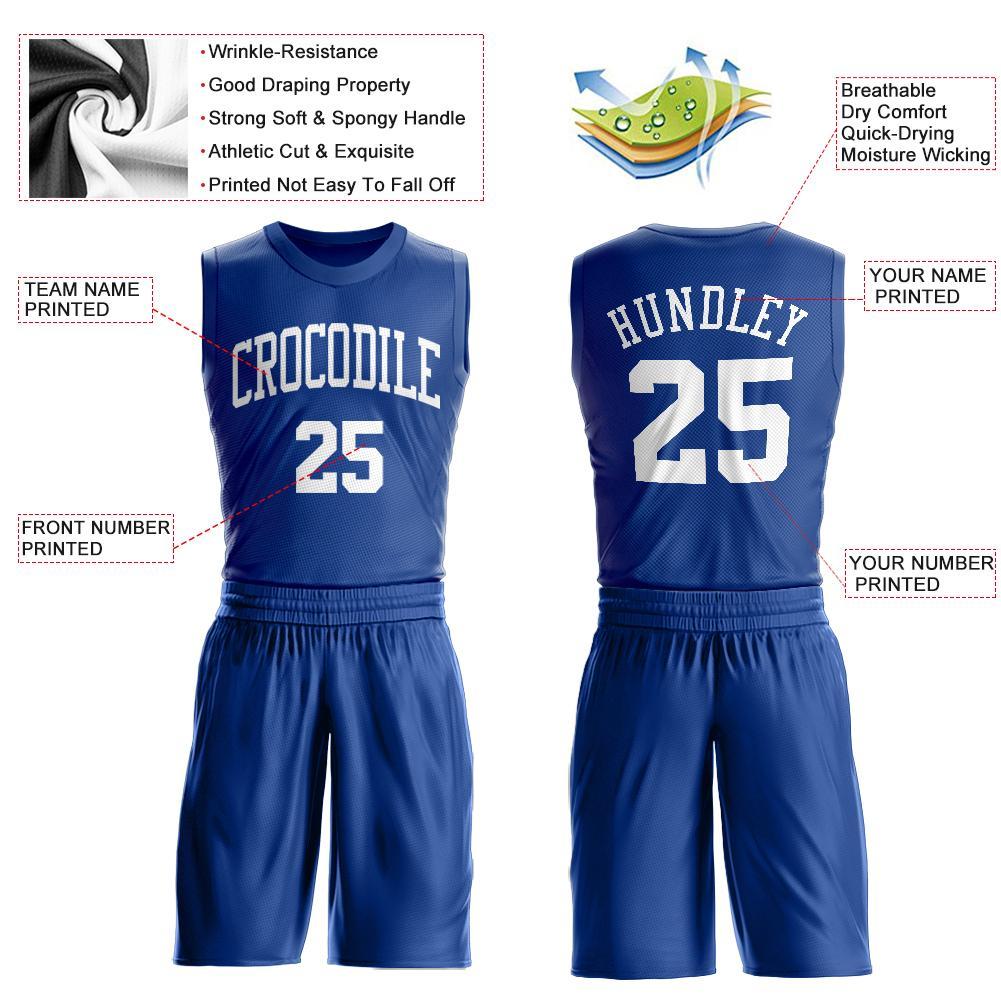 Custom Royal White Round Neck Suit Basketball Jersey - Sky-Custom