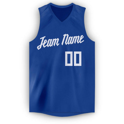 Custom Royal White V-Neck Basketball Jersey - Sky-Custom
