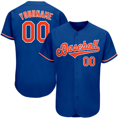 Custom Royal Orange-White Authentic Baseball Jersey - Sky-Custom