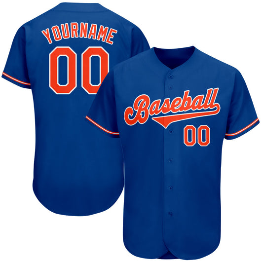 Custom Royal Orange-White Authentic Baseball Jersey - Sky-Custom