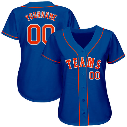 Custom Royal Orange-White Authentic Baseball Jersey - Sky-Custom