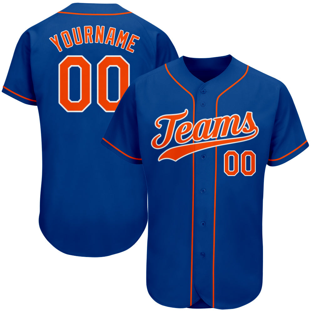 Custom Royal Orange-White Authentic Baseball Jersey - Sky-Custom