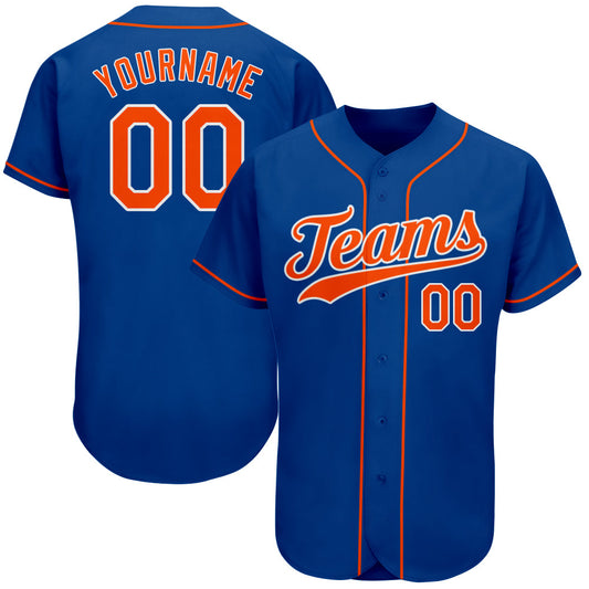 Custom Royal Orange-White Authentic Baseball Jersey - Sky-Custom